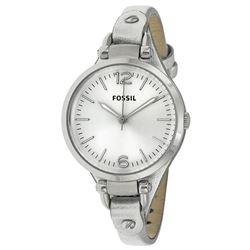 NEW FOSSIL GEORGIA WHITE DIAL/SILVER LEATHER STRAP