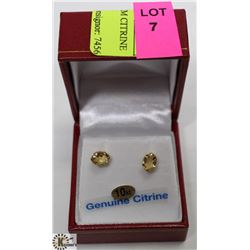 10K YELLOW GOLD 7X5MM CITRINE EARRINGS.