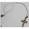 Image 1 : STERLING SILVER CITRINE CROSS PENDANT WITH CHAIN.