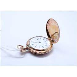 VINTAGE SETH THOMAS GOLD PLATE HUNTER POCKET WATCH