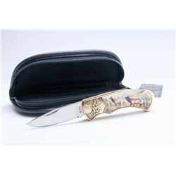 FRANKLIN MINT DEER COLLECTOR KNIFE WITH CASE.