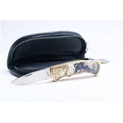 FRANKLIN MINT BLACK BEAR COLLECTOR KNIFE WITH CASE