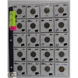 LOT OF CANADIAN KING GEORGE V NICKLES - YEARS