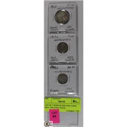 LOT OF 3 NEWFOUNDLAND COINS INCL 1942 FIVE CENTS,