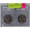 Image 1 : LOT OF 2 CANADIAN SILVER $1 COINS 1952, 1957