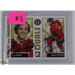 GUY LAFLEUR/ANGELO ESPOSITO AUTOGRAPHED CARD.