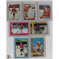 LOT OF SEVEN 1970S STAN MIKITA HOCKEY CARDS.
