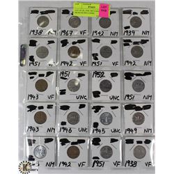 LOT OF 20, 1938-1967 CANADIAN NICKLES INCLUDING