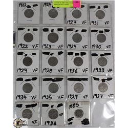 LOT OF 19, 1885-1936 CANADIAN NICKLES INCLUDING
