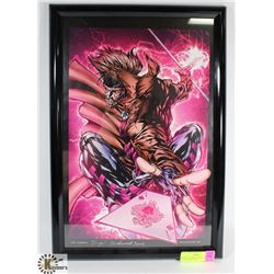 FRAMED GAMBIT PRINT, SIGNED HUGH ROOKWOOD
