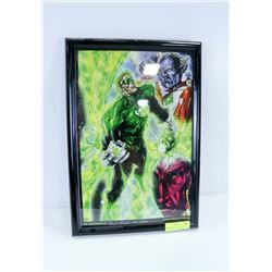 FRAMED GREEN LANTERN PRINT, SIGNED HUGH ROOKWOOD