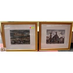 2 GERMAN PRINTS IN FRAMES