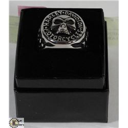 MENS SZ 8.5 SILVER TONED HARLEY-DAVIDSON SKULL