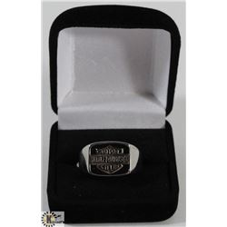 MENS SZ 12.75  SILVER TONED HARLEY DAVIDSON RING.