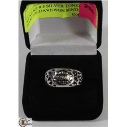MENS SZ 9.5 SILVER TONED HARLEY-DAVIDSON RING W/