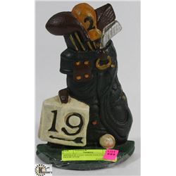 ANTIQUE CAST IRON GOLF BAG DOOR STOP