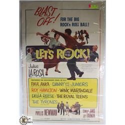 ORIGINAL 1960S LETS ROCK MOVIE POSTER PAUL ANKA.