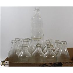 BOX WITH ASST VINTAGE POP BOTTLES FANTA, PEPSI AND