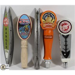 FIVE VINTAGE BEER TAP HANDLES