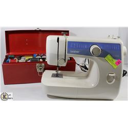 BROTHER SEWING MACHINE WITH TOOL BOX FILLED WITH