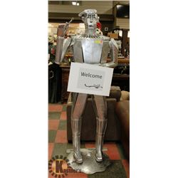 ARTISAN WELDED 6' METAL STATUE OF TIN MAN WITH