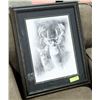 Image 1 : WOOD FRAMED DEER & DOE PICTURE SIGNED