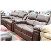 Image 1 : NEW NORWICH BROWN LEATHERETTE RECLINING 77" SOFA