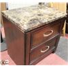 Image 1 : FAUX MARBLE 2 DRAWER NIGHT STAND, 23.5"X16"X25.5".