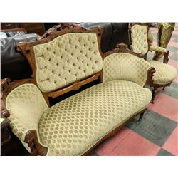 VINTAGE EDWARDIAN 60.5" LOVE SEAT AND 29" CHAIR