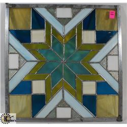 STAIN GLASS STYLE PANE, 14.5"X14.5".