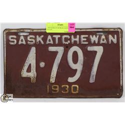 1930 SASKATCHEWAN LICENSE PLATE.