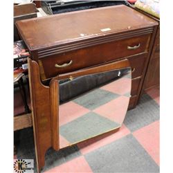 ANTIQUE 3 DRAWER WOOD DRESSER WITH MIRROR