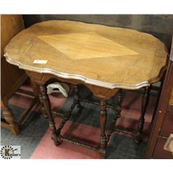 VINTAGE WOOD SIDE TABLE, 36"X22"X30".
