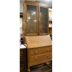 VINTAGE MID 1930S 2PC BUREAU, 28.5"X16.5"X77.5".