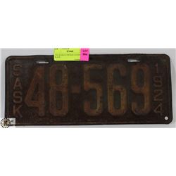 1924 SASKATCHEWAN LICENSE PLATE.