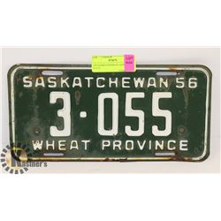 1956 SASKATCHEWAN LICENSE PLATE.