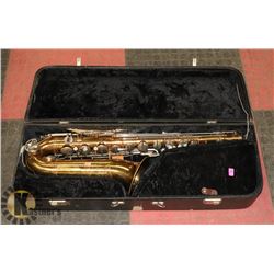 VINTAGE BRASS SAXOPHONE. INSTRUMENTS