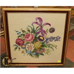 FLORAL ON WHITE, GLASS FRONT 34.5" X 34.5"