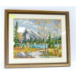 JASPER MOUNTAIN SCENE, GLASS FRONT, 27" X 23"