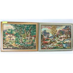 SET OF 2 EUROPEAN SCENES WITH HOUSES 21" X 17"