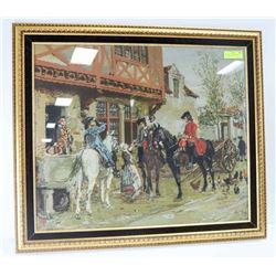 NOBLEMEN ON HORSES, BLACK BORDER 32" X 28"