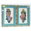 Image 1 : SET OF 2 JAPANESE MAN AND WOMAN 13.5" X 20.5"