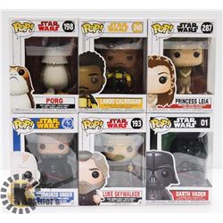 LOT OF 6 ASSORTED FUNKO POP VINYL FIGURES.