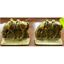 PAIR OF BRASS HORSE BOOKENDS