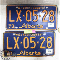 1973 PAIR OF ALBERTA LICENSE PLATES.