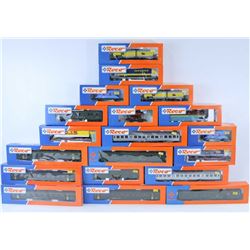BOX OF ROCO MODEL TRAIN CARS. HO SCALE