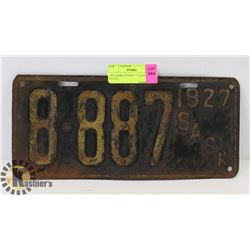 1927 SASKATCHEWAN LICENSE PLATE.