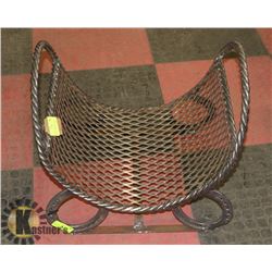 ROUNDED FIREWOOD HOLDER-TWISTED STEEL/MESH