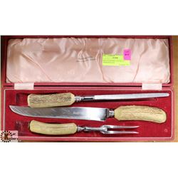REAL STAGHORN CARVING SET FROM ENGLAND.