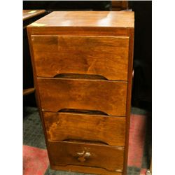 VINTAGE MID 1930S 4 DRAWER DRESSER, 16"X13"X30.5".